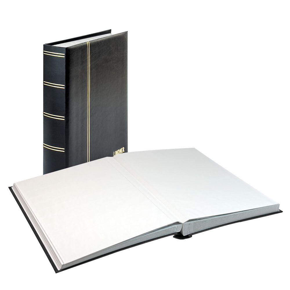 Lindner 1162S-S Stockbook Elegant, Black, Padded, 60 White Pages, Glassine Strips, 230 x 305 mm