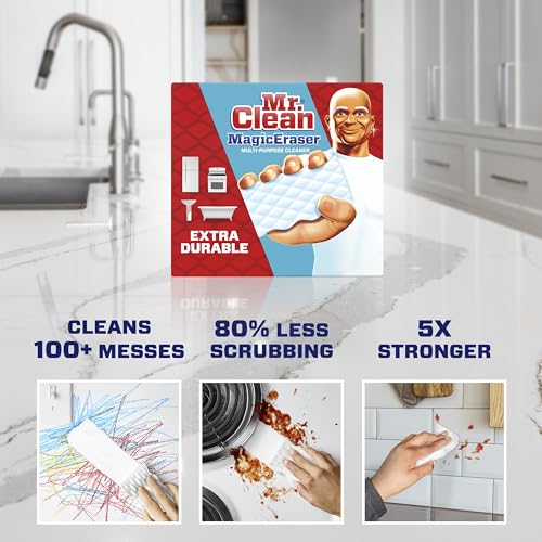 Mr. Clean Magic Eraser, Extra Durable Pro Version, Shoe, Bathroom, and Shower Cleaner, Cleaning Pads with Durafoam, 10 Count