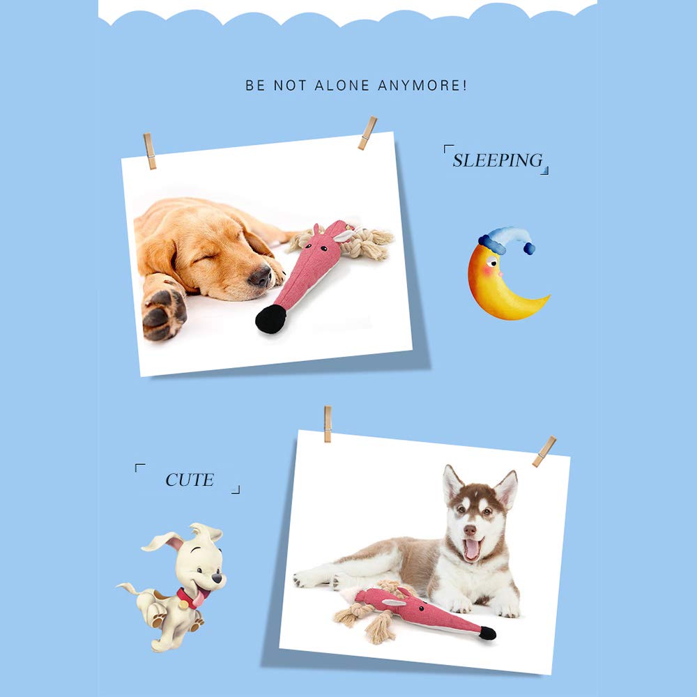 AXEN Cute Durable Cotton Rope Squeaky Boar Shaped Dog Toy for Aggressive Chewers, Grey Boar