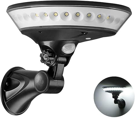 SASKATE - Lámpara solar de pared con sensor de movimiento de 360 grados