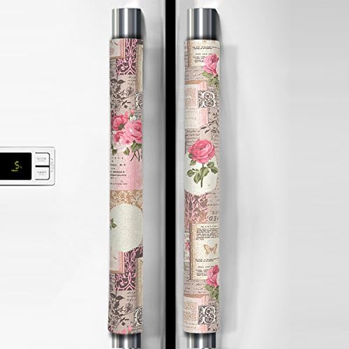 OUGAR8 Refrigerator Door Handle Covers Handmade Decor Protector for Ovens, Dishwashers.Keep Your Kitchen Appliance Clean From Smudges, Food Stains (Paper Rose, 14.5" 4")