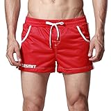 DESMIIT Men's Mesh Pocket Short Red US Large Asia XXL Waist:36