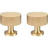 RZDEAL 2pcs Solid Brass Cabinet Knobs Pulls Cabinet Drawer Dresser Gold Knobs Modern Handles (1"x1"/25mmx25mm),Brushed Brass Finish