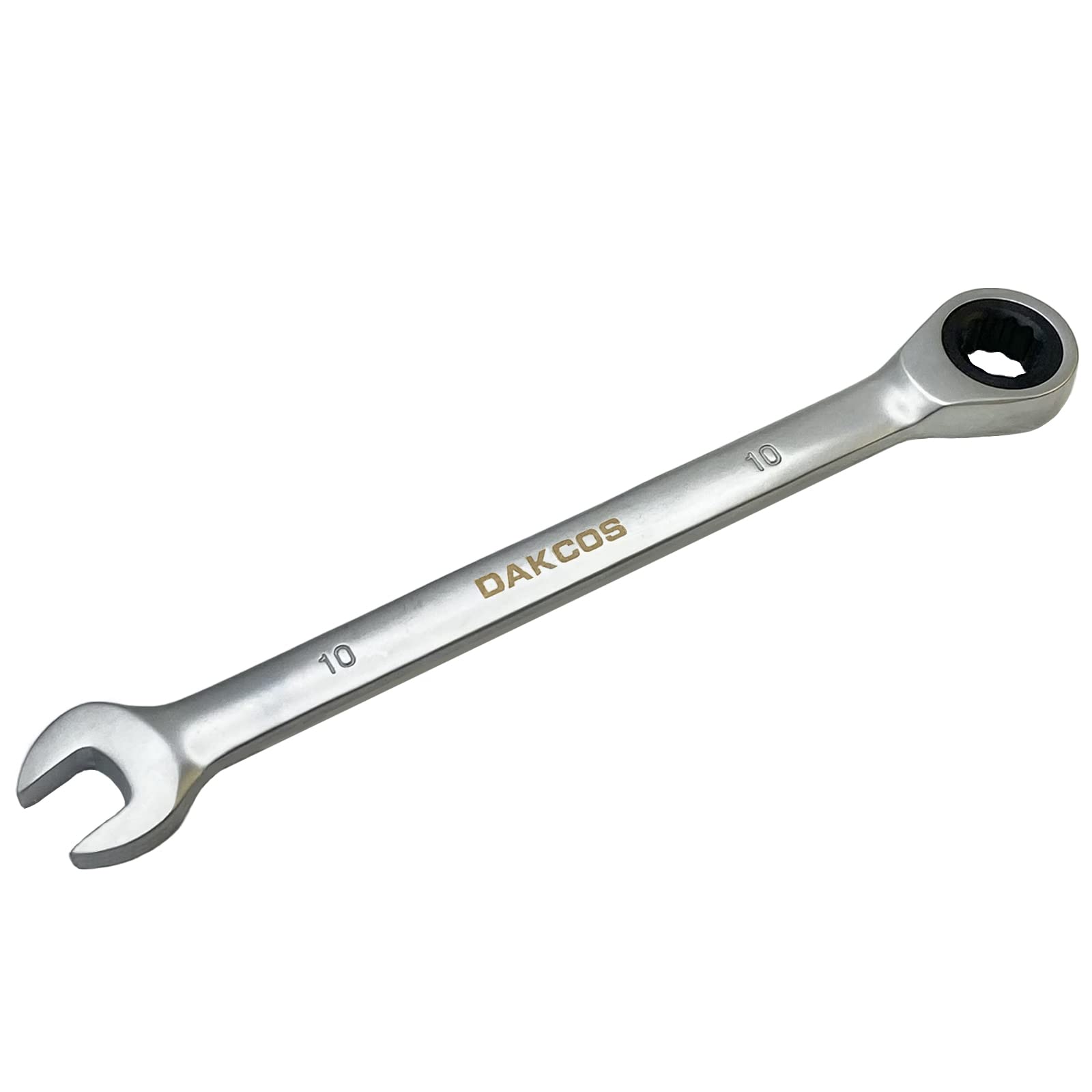 DAKCOS Fixed Head Ratchet Spanner 10mm Ratcheting Combination Wrench Chrome Vanadium Steel