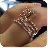 MAIHAO Sparkling Women Fashion 18K Rose Gold Filled Morganite Ring Engagement Bridal Women Jewelry Rings Size 6-10 (US code 7)