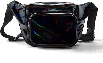 black holographic fanny pack