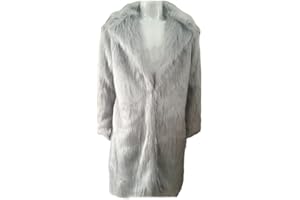 Colf Men's Winter Long Sleeve Turn Collar Faux Fur Coat Outwear Long Parka Jacket Overcoat