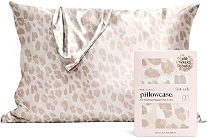 Kitsch Satin Pillowcase with Zipper for Hair & Skin, Softer Than Silk Pillow Cases Queen, Smooth Pillow Covers, Machine Washable, Wrinkle-Free, Cooling Satin Pillow Cases Standard Size 19"x26" Leopard