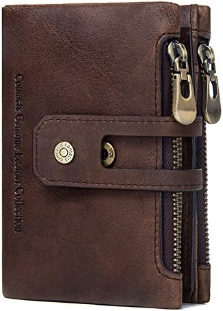 Mens' Genuine Leather Wallet RFID Blocking Coin Credit Card Holder Bifold Vintage Purse with Gift Box