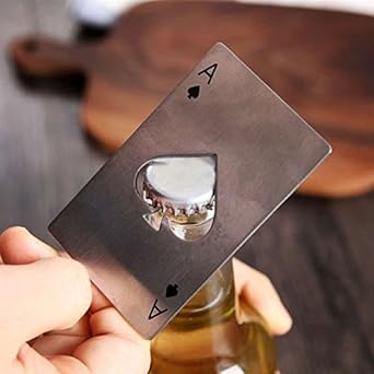 Electomania Portable Stainless Steel Poker Shaped Beer Bottle Opener Credit Cards Size for Wallet Bar Tools Kitchen Gadgets