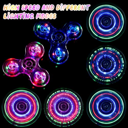SCIONE 2Pack LED Light up Fidget Spinners for Kids, Sensory Fidget Toys for Kids Adults, Glow in The Dark Spinner Toys for Teens Boys Girls Gifts Classroom Prizes, ADHD Stress Anxiety Relief Fidgets