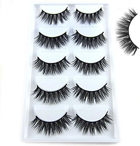 Mokde Mondge 5 Pairs/Box Handmade Mink Fur Pretty Eyelash 3D Strip Lashes Thick Fake Faux Eyelashes (mink lashe)
