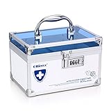 Ollieroo Combination Lock Box for Medication Compartments Medicine Storage Box First Aid Box Blue