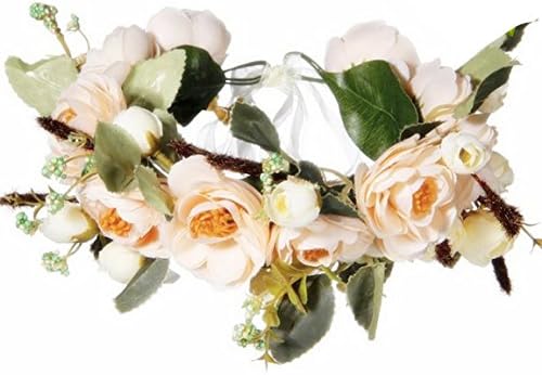 Christmas Decoration Flower Crown Wedding Bride Wreath Of Flowers On The Head Bohemia Women Hair accessories Flower Headband Headpiece (Big Flower-9)
