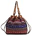 Scarleton Striped Pattern Jacquard Drawstring Bag H156725 -Camel Brown