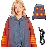 DUKUSEEK Waterproof Heated Blanket, 5V Electric Outdoor Fleece Blanket with Hood, Windproof Stadium Mat for Camping, Picnic, Sports, Football, Concerts, 57'' x 36'',Grey NO Battery NO Charger