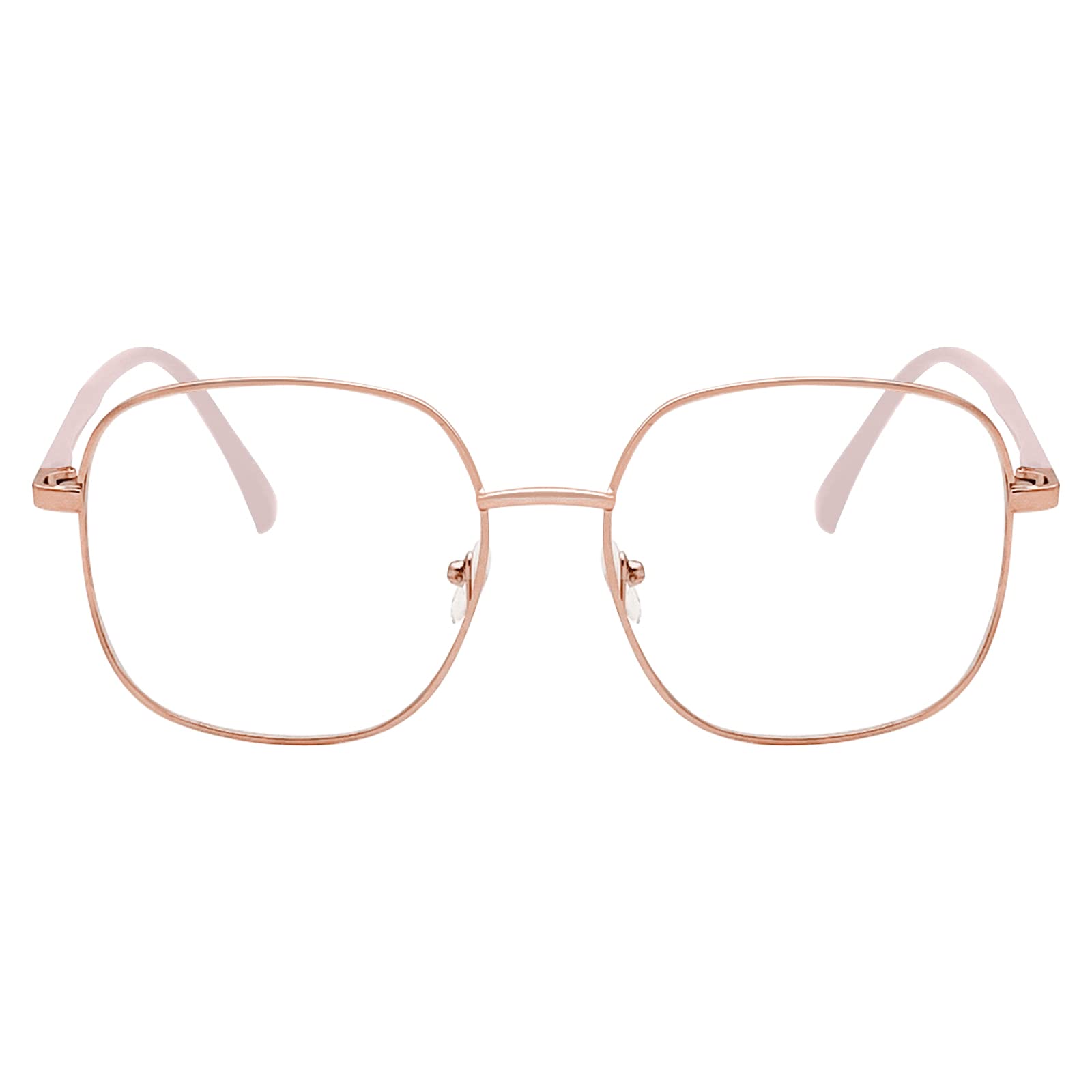 KAEOISFU Oversized Square Metal Reading Glasses Women, Stylish Large Anti Blue Light Computer Readers, Anti Glare Lady Reader