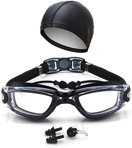 Swimming Goggles Anti-Fog Big Box Plating Men'S And Women'S Swimming Glasses Swimming Caps With Earplugs Goggles [Energy Class A+]