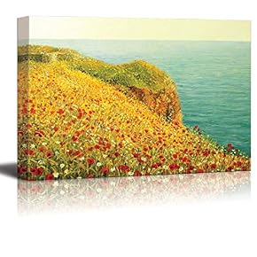 Beautiful Seascape with Vivid Red Poppies at The...