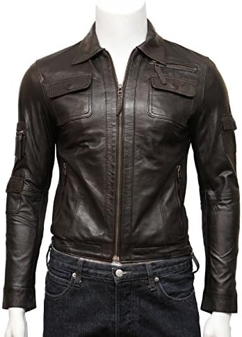 Mens Leather Biker jacket Brand New With Tag Leather Bomber Jacket Coat Designer (4X-Large)