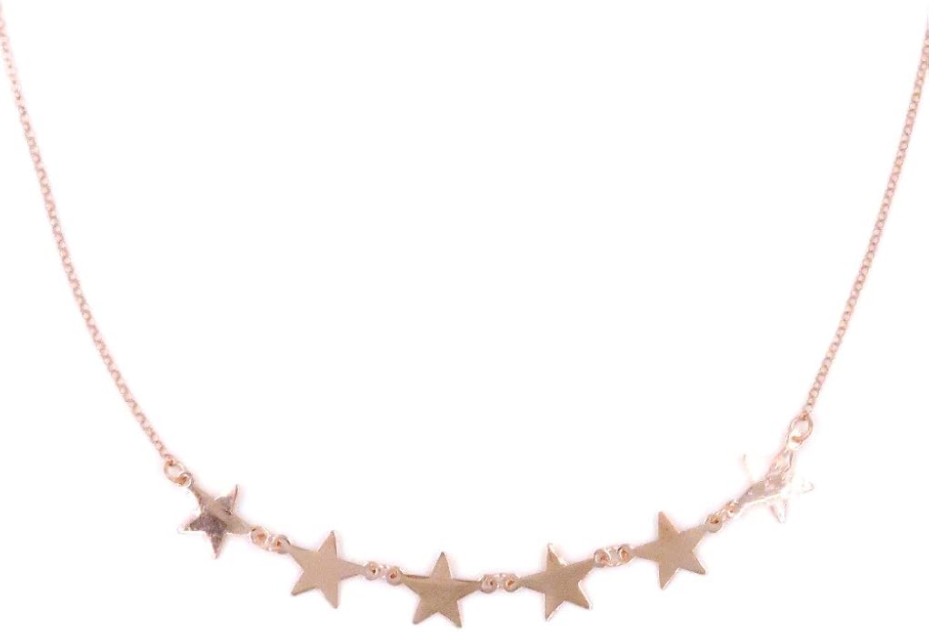 Damiano Argenti Collana Con Stelle Pendenti In Argento 925 Placcato Oro - 45 Cm, Made In Italy
