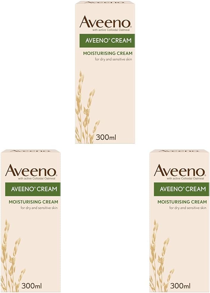 Aveeno Cream with Colloidal Oatmeal 300ml Pack of 3 for Dry Sensitive Skin