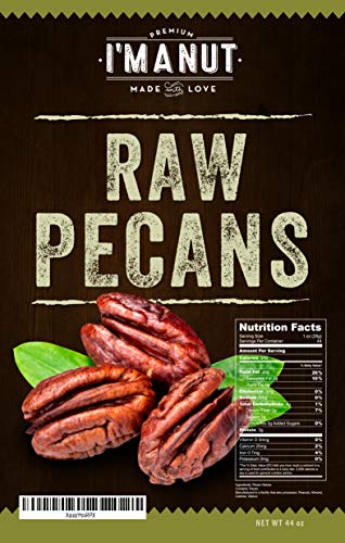 image for I'm A Nut Raw Pecans Halves, 44oz Compares to Organic, NO PPO, Unpaste