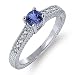 0.56 Ct Round Cut Blue Tanzanite 925 Silver Engagement Ring