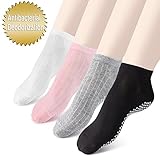 Yoga Socks Non Slip Skid Pilates Ballet Barre with Grips for Women Girls 4 Pack by Cooque