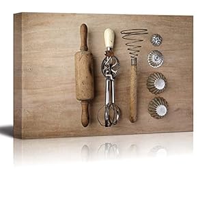 Old Vintage Wooden Rolling Pin with HandCranked Mixer...