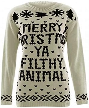 Xmas Jumper Merry Christmas Ya Filthy Animal Ladies Christmas Novelty Pullover