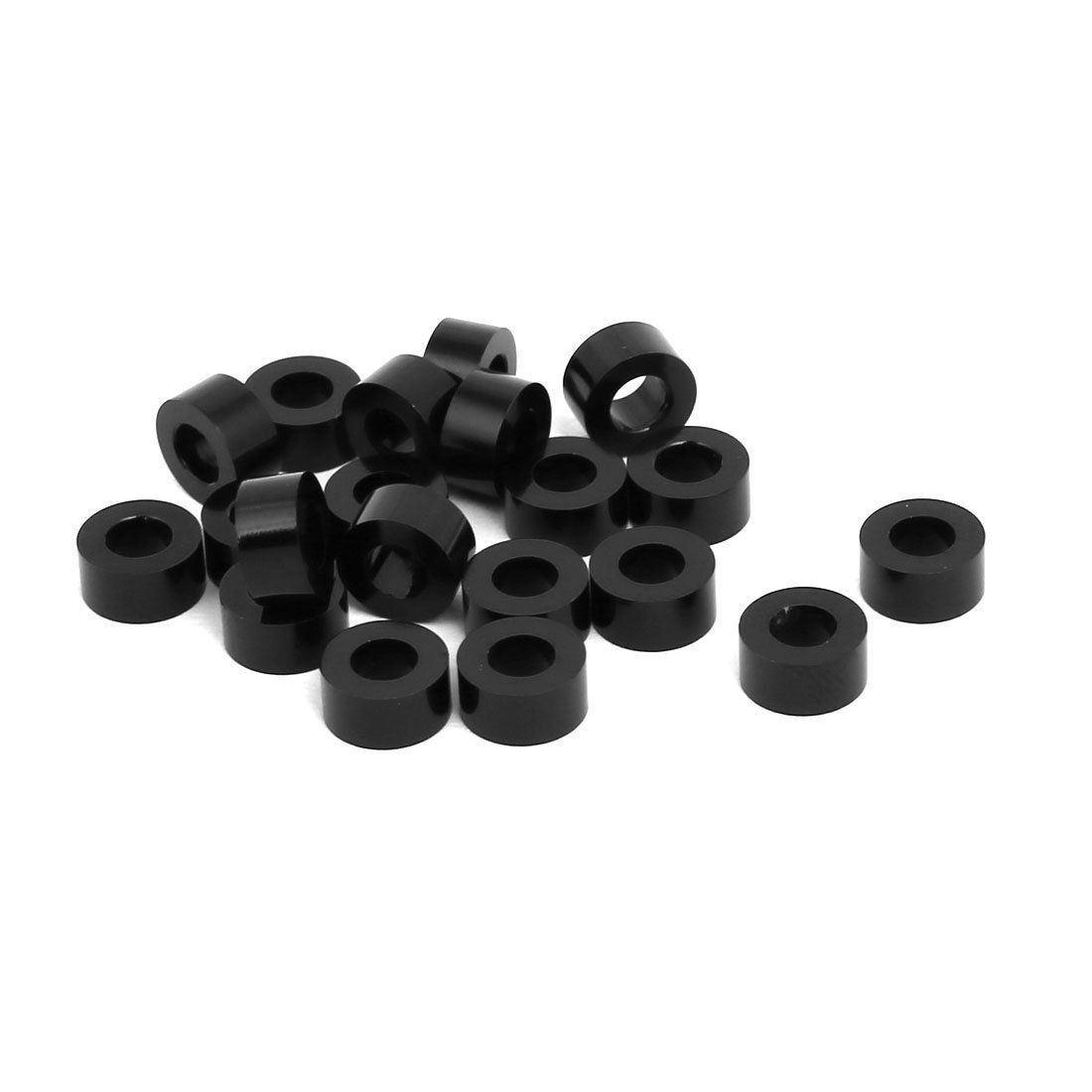 Sourcingmap 20pcs 3mm Thickness M3 Aluminum Alloy Flat Screw Washer Black