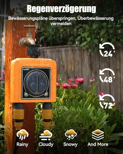 RAINPOINT Programmer Irrigation WiFi 2 Outputs, Intelligent Automatic Irrigation Timer, App/Voice Control, Irrigation Based on Climate/Soil Moisture, Recessed Water Flow Meter, for Lawn Garden