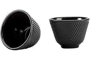 Japanese Cast Iron Tea Cup Teacup Black Hobnail 2 Oz Capacity (2pcs)
