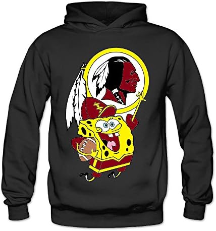 Huma Women's Washington Sponge Bob Redskin Long Sleeve Casual Hoodies S Black