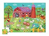 Crocodile Creek Barnyard Banter Double Fun 48 piece Jigsaw Puzzle in Barn Shaped Box