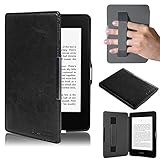 Case for Kindle Paperwhite, Ultra Slim Leather Cover with Hand Strap/ Magnetic Auto Sleep Wake Function for New Amazon Kindle Paperwhite by TuoP (Black)
