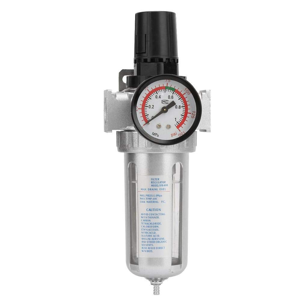 DEWIN Air Pressure Regulator, BSP 1/2" Air Compressor Moisture Water Trap Filter Regulator with Mount Connection