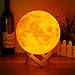 Moon Lamp, Decorative Night Light, USB Rechargeable, Touch Control LED, Lunar Brightness, Shock Resistant, Wooden Base, 3 Colors, Bigger Size