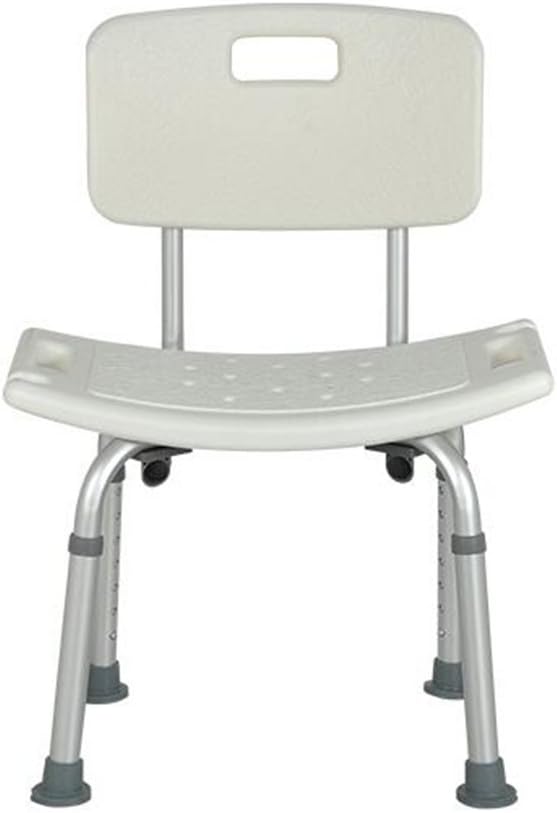 MEIDUO Bath Shower Chair Aluminum Alloy Adjustable Medical 7 Height Bench Bathtub Stool Seat White Removable Backrest