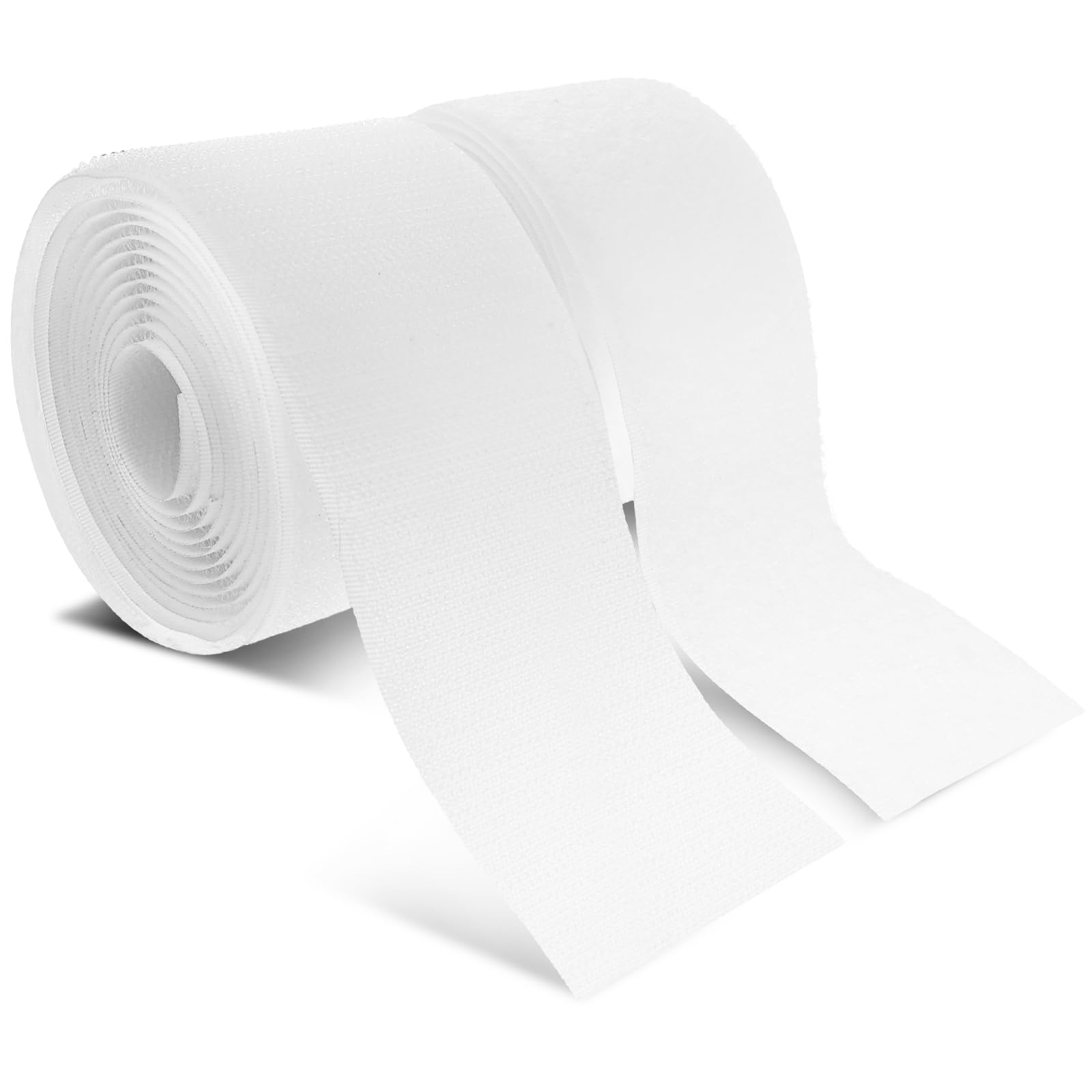 Bewudy 2Inch Wide Sew On Hook and Loop Strips, 6 Ft Nylon Strips Fabric Fastener Interlocking Tape Industrial Strength, Heavy Duty Strips Hook and Loop Tape for Clothing Sewing DIY Projects(White)