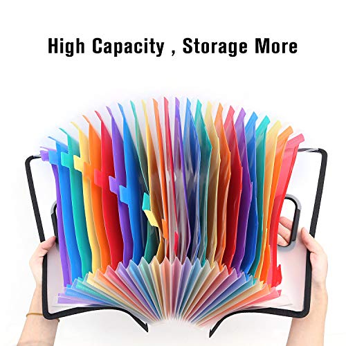 Expanding File Folder, Expandable File Organizer, Multicoloured Accordion File Folder with Labels Guide and Customized Label Sticker for Office/Home/Business/Study/Paper Work (24 Pockets)
