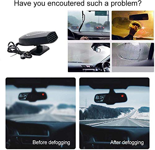 Car Heater,Auto Heater Fan,Car Defogger,Ferryone Fast Heating Quickly Defrosts Defogger 12V 150W Auto Ceramic Heater Fan 3-Outlet Plug in Cig Lighter (Black)