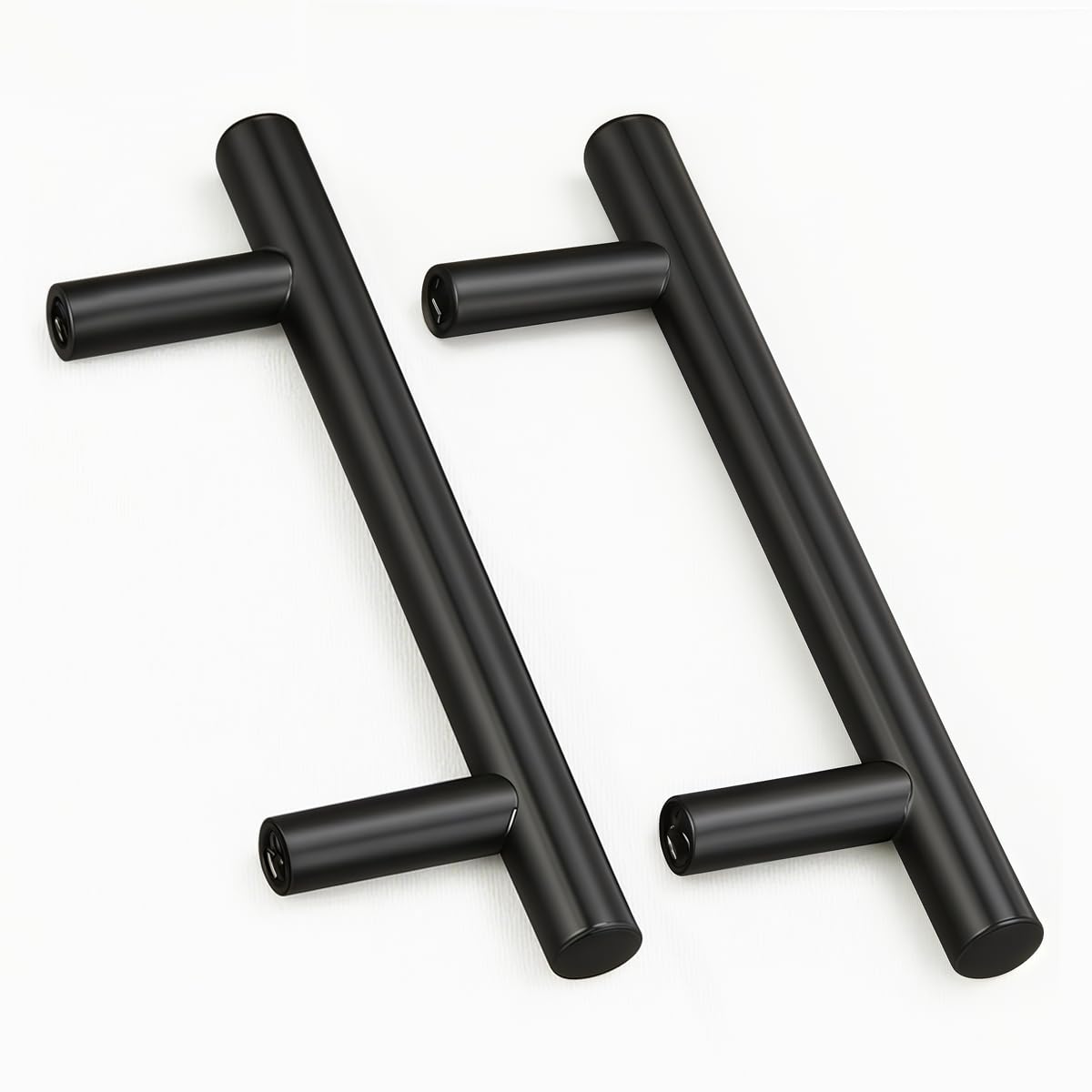 Drenky Cupboard Handles, Kitchen Door Handles 96mm Hole Centre Distance 2 Pack Stainless Steel Matte Black Furniture Pulls with Screws for Wardrobe and Cabinet