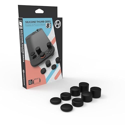 Hyperkin - 8-Pack Thumb Grips for Nintendo Swithch 2 / Joycon 2 Controller - Pro Series Precision Textured Caps for Enhanced Grip, Anti-Slip Analog Stick Covers for Intense Gaming Sessions - Black