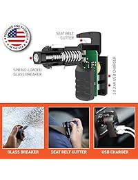 Ztylus   Herramienta USB de emergencia para escape: cargador de coche salvavidas de rescate, cortador de cinturón de seguridad, doble puerto USB de 2,4 A (negro)