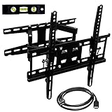 Mount-It! Articulating TV Wall Mount Corner Bracket, VESA 400 x 400 Compatible, Stable Dual Arm Full Motion, Swivel, Tilt Fits 32, 37, 40, 42, 47, 50 Inch TVs, 115 Lbs Capacity with HDMI Cable Black
