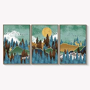 Framed Canvas Wall Art for Living Room, Bedroom Abstract Landscape Dream Place Canvas Prints for Home Decoration Ready to Hanging - 16"x24"x3 Panels