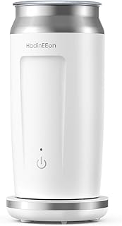 HadinEEon elektrischer Milchaufschäumer 4 in 1 Edelstahl Automatischer Milchschäumer Erhitzen und Aufschäumen für heiße und kalte Milch Bedienung auf Tastendruck ，Antihaftbeschichtung， 240ml