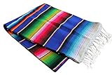 Del Mex (TM) X-large Mexican Serape Blanket Sarape Blue